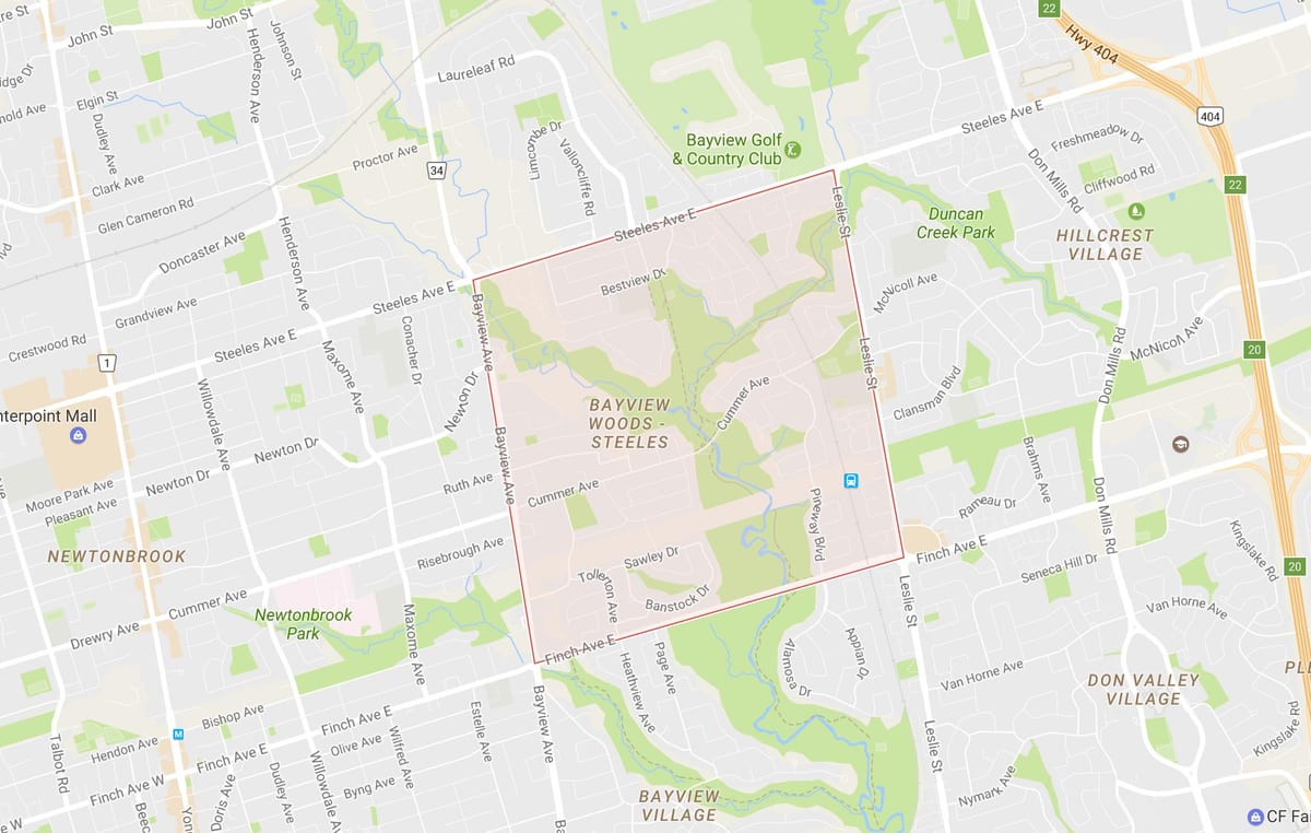 Kat jeyografik nan Bayview Woods yo – Steeles katye Toronto