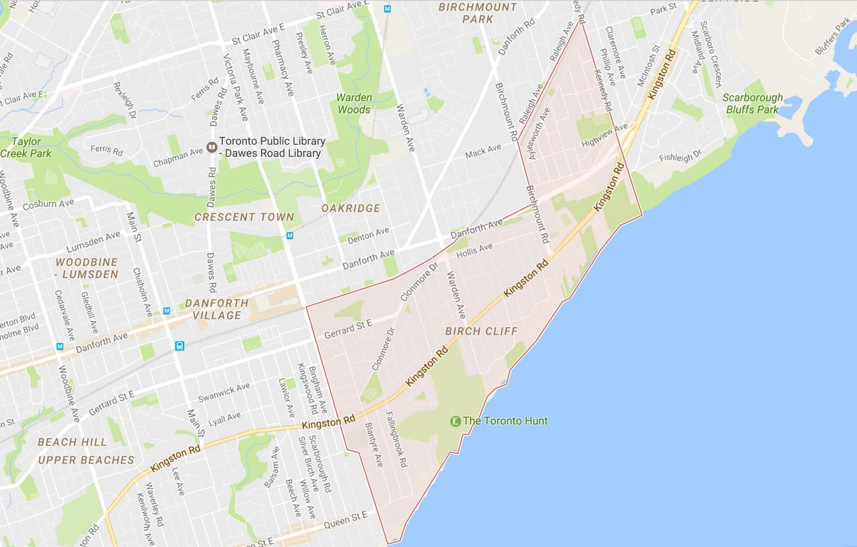 Kat jeyografik nan Birch Falèz katye Toronto