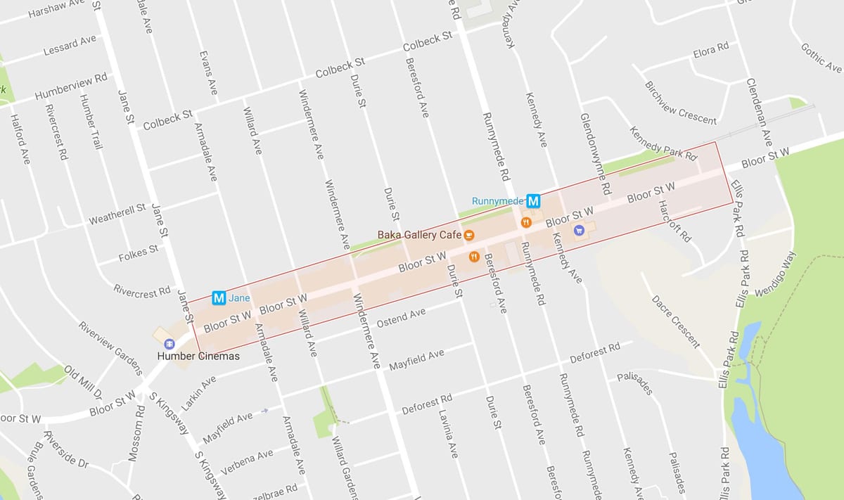 Kat jeyografik nan Bloor Lwès Vilaj katye Toronto