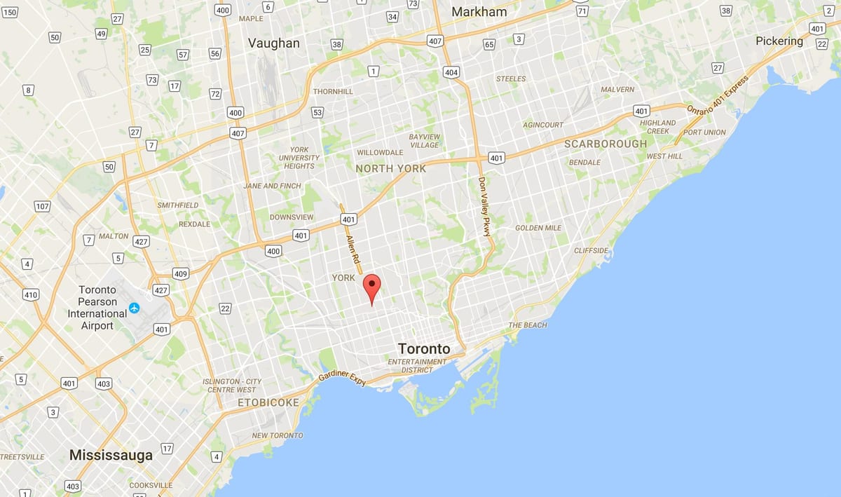 Kat jeyografik nan Bracondale Mòn distri Toronto