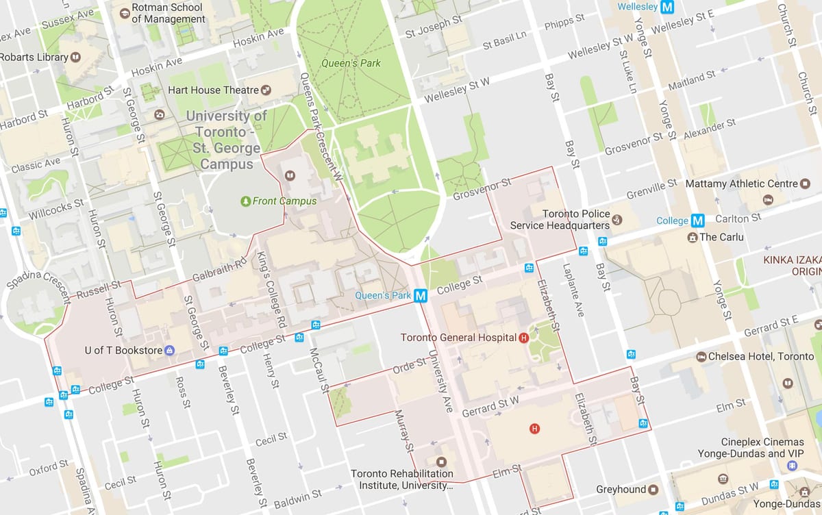 Kat jeyografik sa a nan Dekouvèt nan Distri a nan yon katye Toronto
