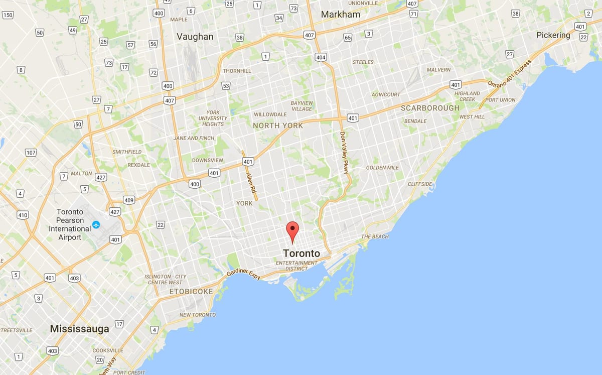Kat jeyografik sa a nan Dekouvèt nan Distri a distri Toronto