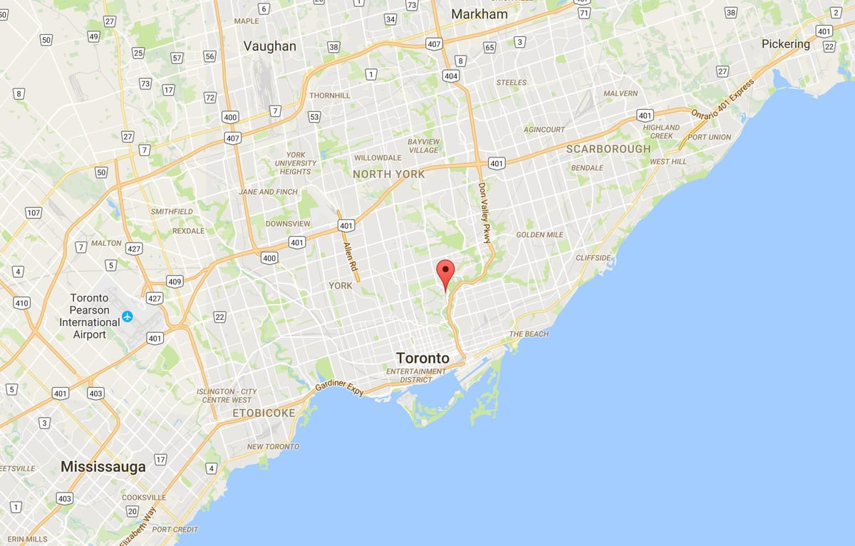 Kat jeyografik nan Gouvènè a Pon distri Toronto