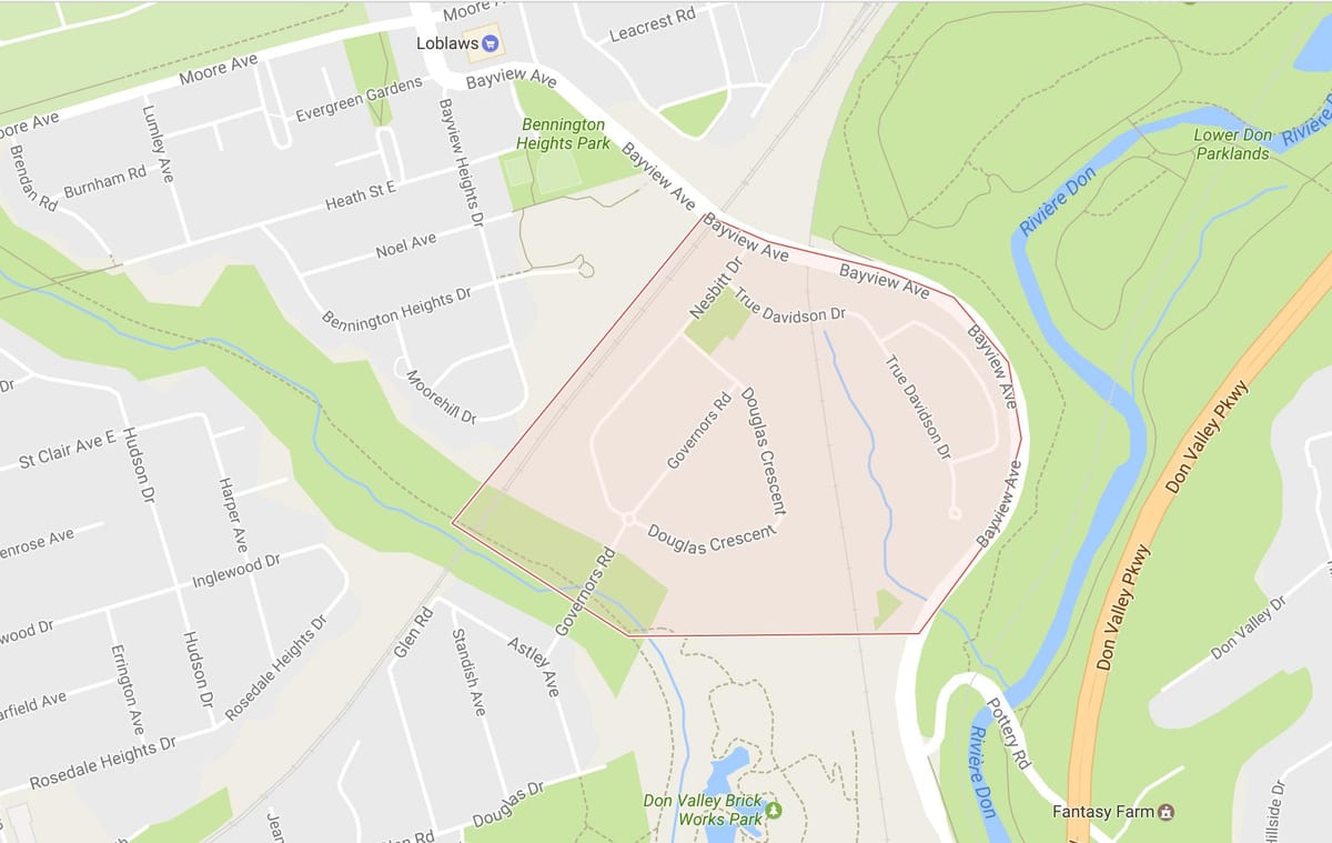 Kat jeyografik nan Gouvènè a Pon katye Toronto