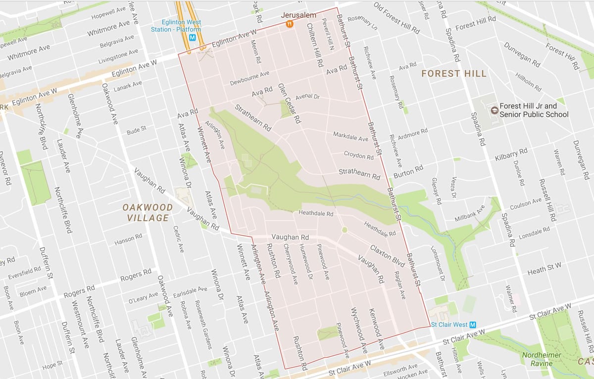 Kat jeyografik nan Humewood–Cedarvale katye Toronto