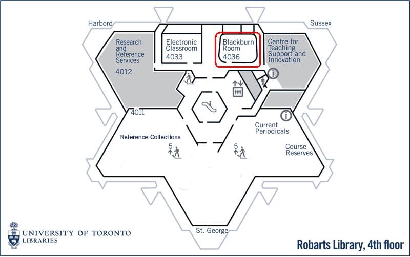 Kat jeyografik nan inivèsite nan Toronto Robarts bibliyotèk blackburn chanm