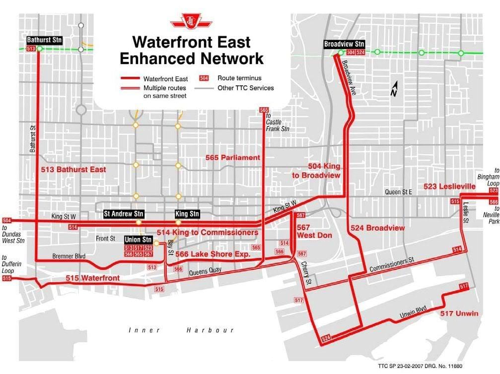 Kat jeyografik nan Lamè East ranfòse rezo Toronto