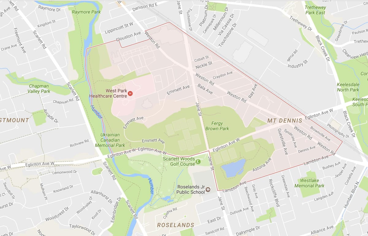 Kat jeyografik nan Mòn Dennis katye Toronto