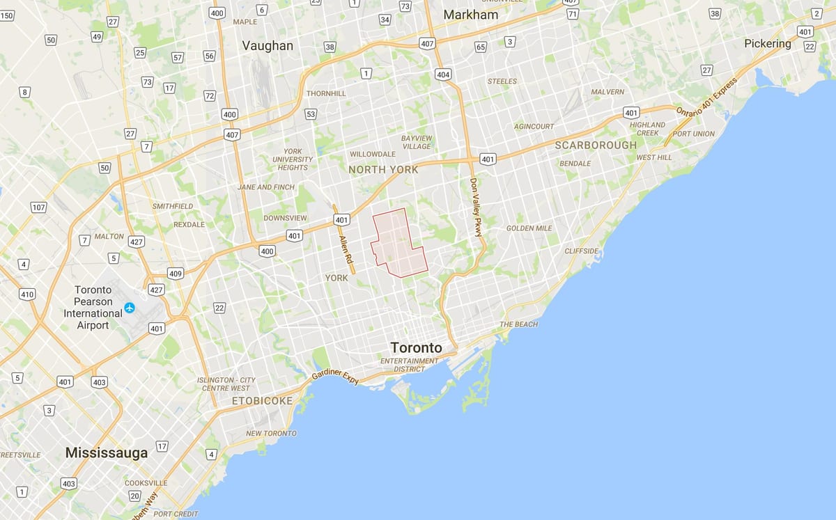 Kat jeyografik nan Nò distri Toronto