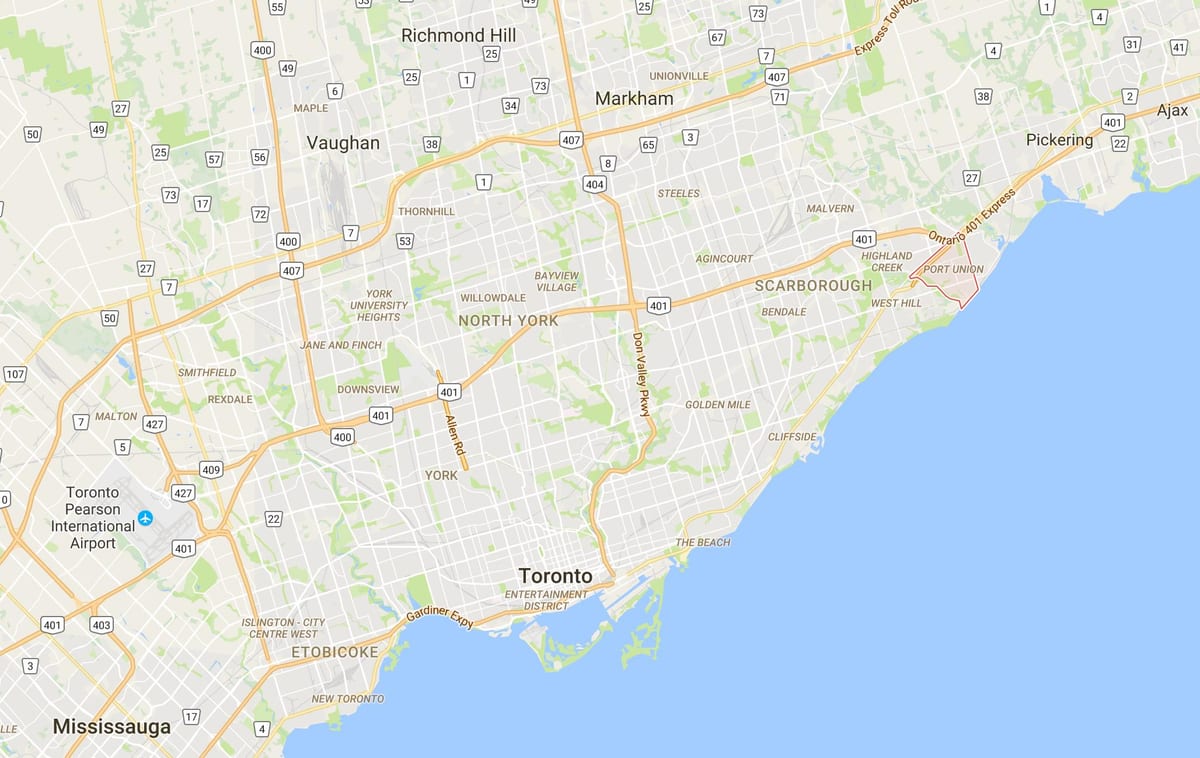 Kat jeyografik nan Pò Inyon distri Toronto