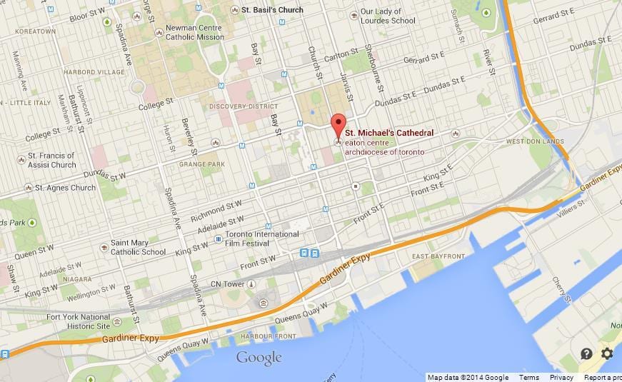 Kat jeyografik la, nan St Michael a Cathédrale Toronto apèsi sou lekòl la