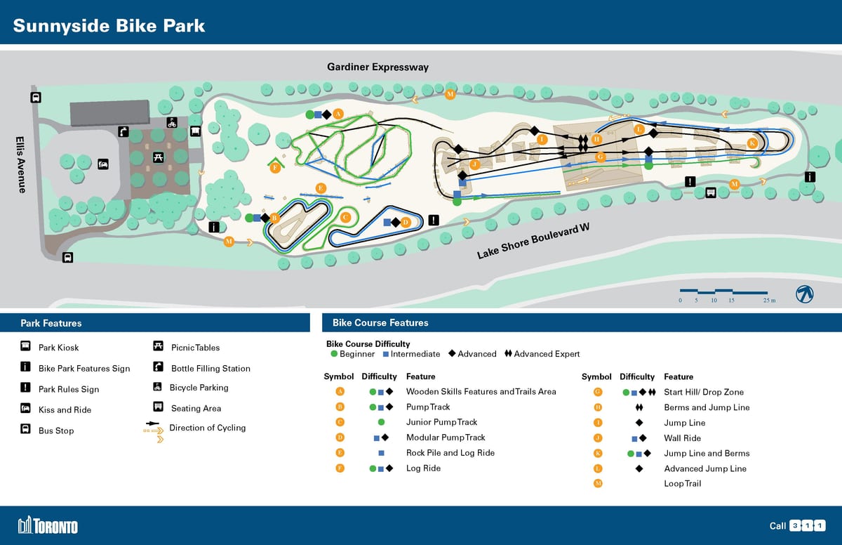 Kat jeyografik nan Sunnyside Bisiklèt Park Toronto