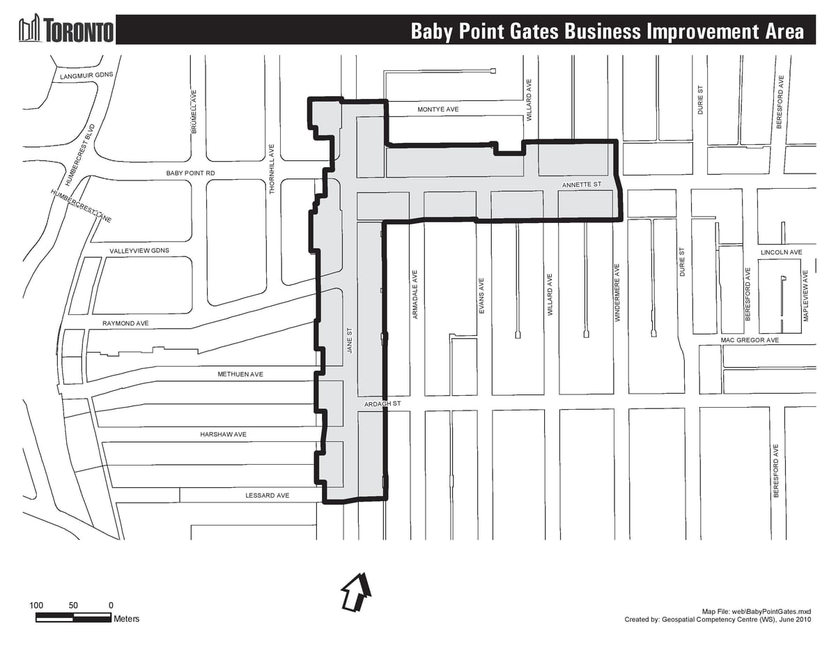 Kat jeyografik nan ti Bebe pwen pòtay yo, yo Toronto