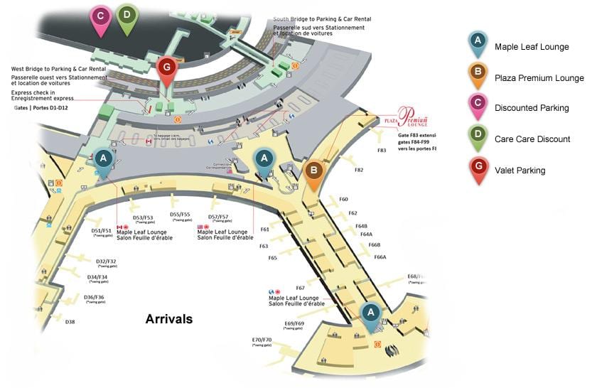 Kat jeyografik nan Toronto Pearson ayewopò entènasyonal arive tèminal