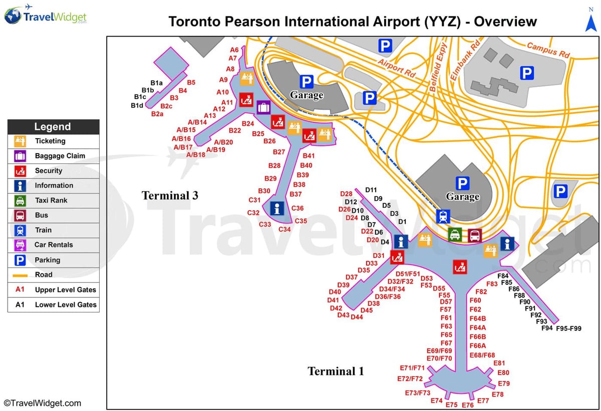 Kat jeyografik nan Toronto Pearson ayewopò entènasyonal