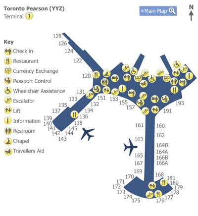 Kat jeyografik nan Toronto Pearson tèminal ayewopò 1