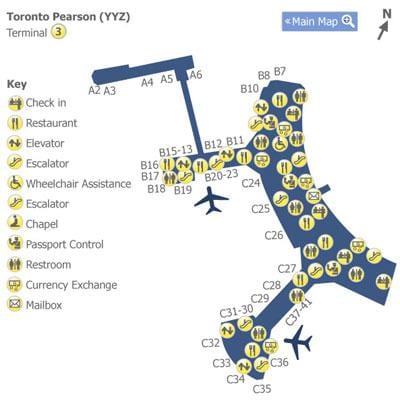 Kat jeyografik nan Toronto Pearson tèminal ayewopò 3
