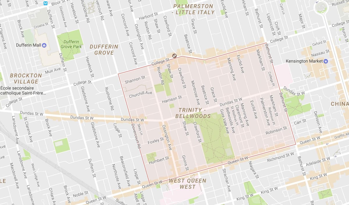 Kat jeyografik nan Trinité–Bellwoods katye Toronto