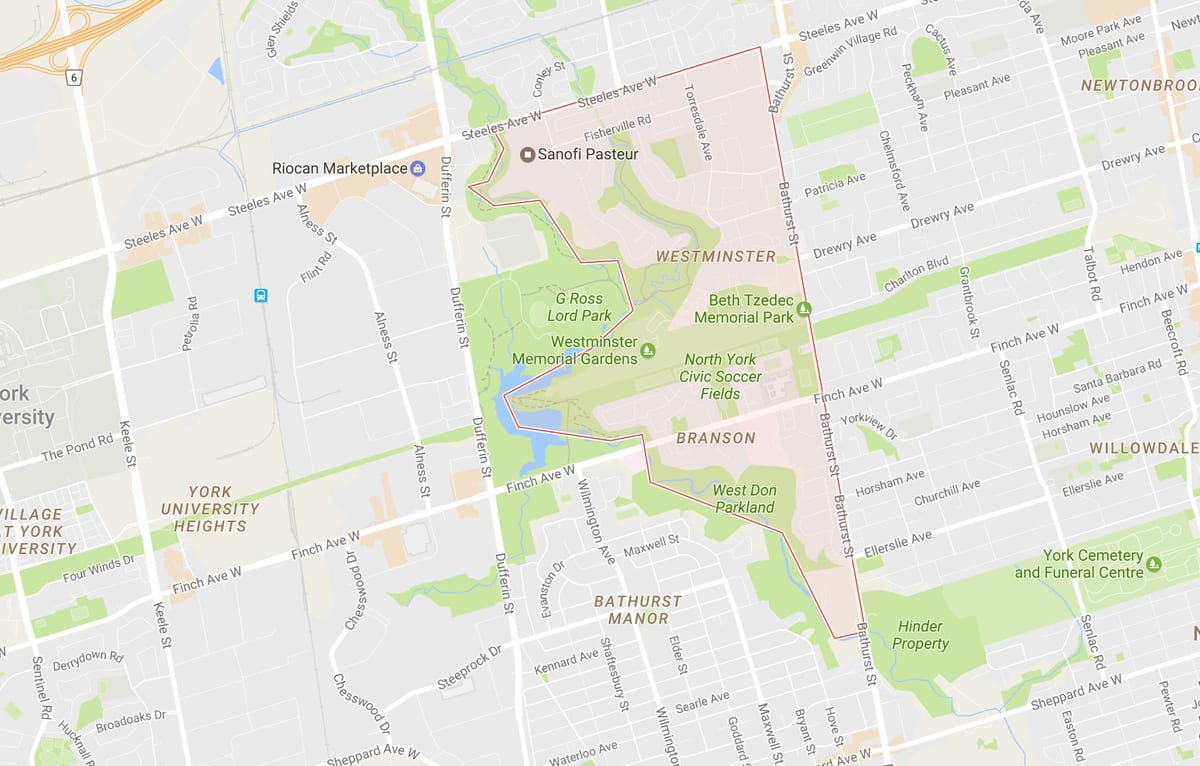 Kat jeyografik nan Westminster–Branson katye Toronto