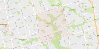 Kat jeyografik nan Bayview Woods yo – Steeles katye Toronto