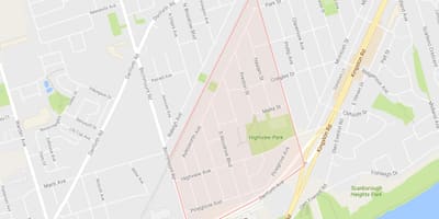 Kat jeyografik nan Birch Falèz Wotè katye Toronto