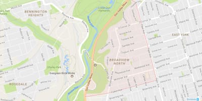 Kat jeyografik nan Broadview Nò katye Toronto
