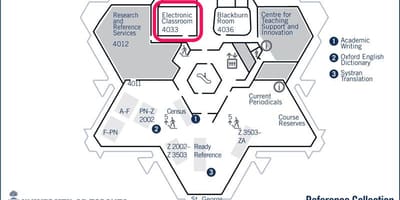 Kat jeyografik nan inivèsite nan Toronto Robarts bibliyotèk elektwonik sal klas
