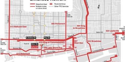 Kat jeyografik nan Lamè East ranfòse rezo Toronto
