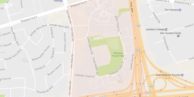 Kat jeyografik nan Parkway Forè katye Toronto