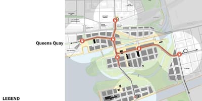 Kat jeyografik nan Projets Lès Lamè East Bayfront Toronto